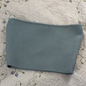 Babaton Blue Sculpt Knit Cropped Tube Top Size Medium